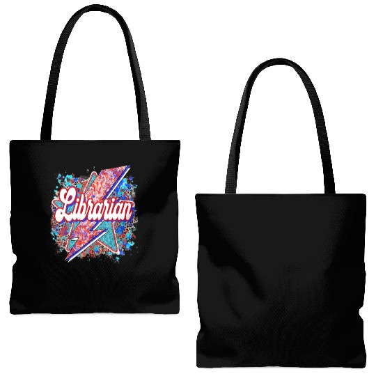 Leopard Lightning Bolt Librarian Teacher Book Tote Bags (AOP)
