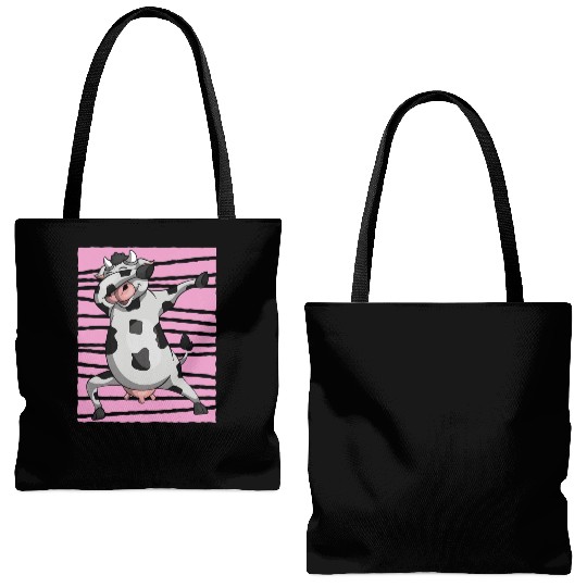 Farm Animal Lover Farmer Funny Dabbing Cow Tote Bags (AOP)