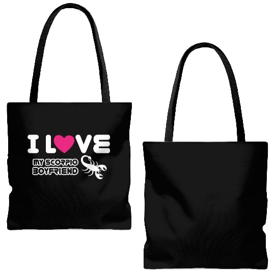 I Love My Scorpio Boyfriend Tote Bags (AOP)
