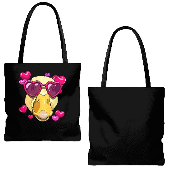 Valentines Day Duck Heart Love Day Couples Duck Tote Bags (AOP)