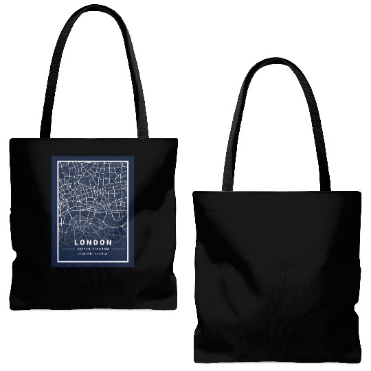 London Light City Map Blueprint design Tote Bags (AOP)