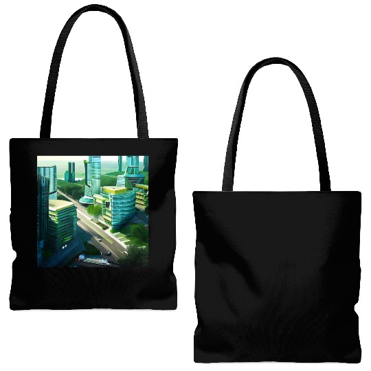 Green Horizon: A Vision of Sustainable Cityscape Tote Bags (AOP)