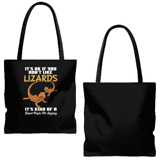 Funny Lizard Pet Smart People Tote Bags (AOP)