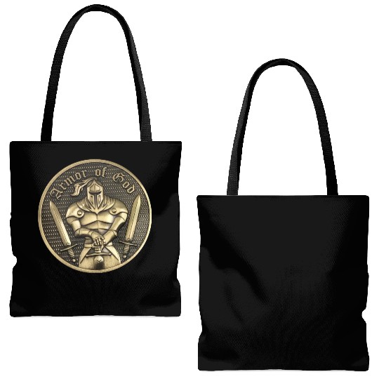 Armor of god christian knight Tote Bags (AOP)