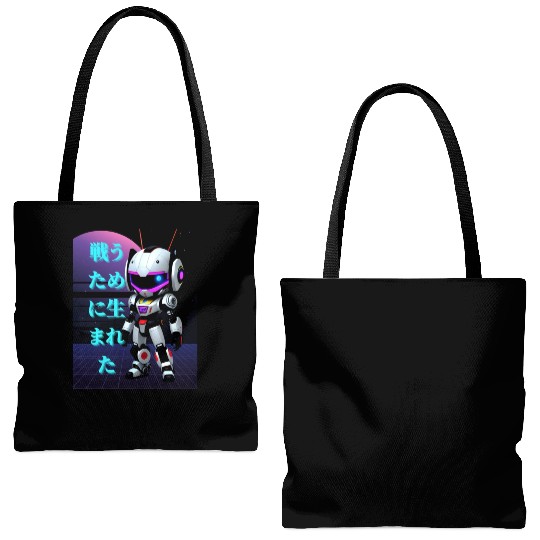 Chibi Mecha: A Cute Cyberpunk Design 3 Tote Bags (AOP)