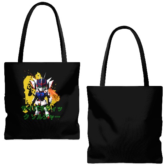 Chibi Mecha: A Cute Cyberpunk Design 9 Tote Bags (AOP)