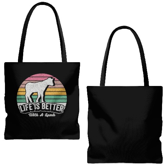 Funny Lamb Vintage Retro Life Is Better With Tote Bags (AOP)