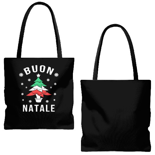 Italian Flag Tree Buon Natale Tote Bags (AOP)