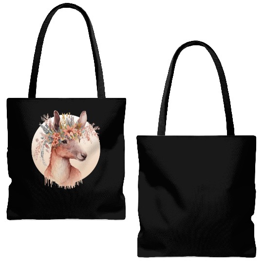 Cute Australian Kangaroo Flower Crown Animal Lover Tote Bags (AOP)