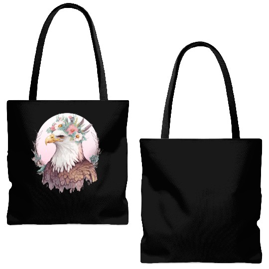 Birds Of Prey Bald Eagle Flower Crown Floral Birdi Tote Bags (AOP)