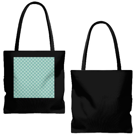 Teal Geometric Floral Retro Pattern Tote Bags (AOP)