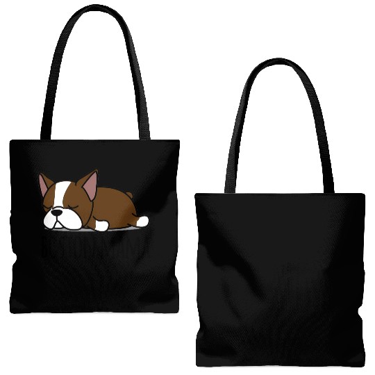 Red Boston Terrier Boston Mama Tote Bags (AOP)