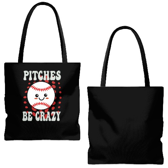 Pitches Be Crazy Funny Baseball Gift Tote Bags (AOP)