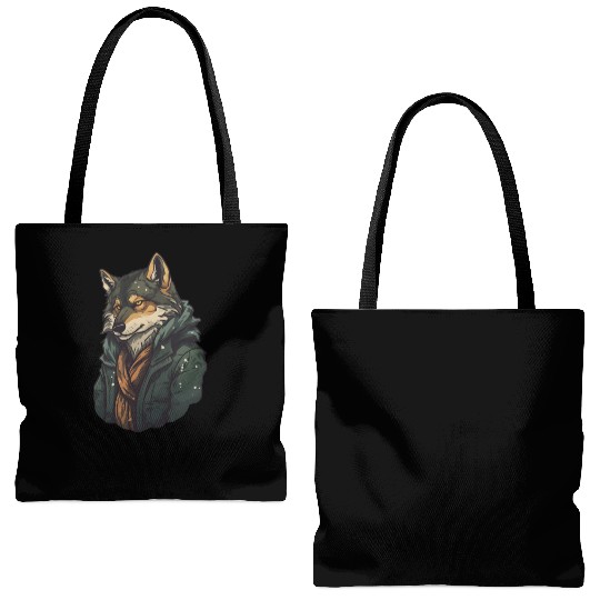 Cool Wolf Head Awesome Wild Animal Graphic Design Tote Bags (AOP)