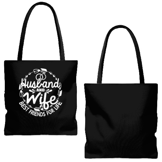 Husband Wife Best Friends For Life Tote Bags (AOP)