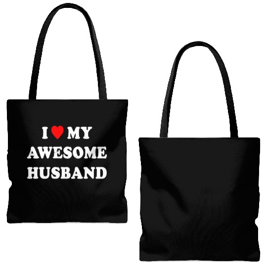 I Love My Awesome Husband Wife Just Married Tote Bags (AOP)