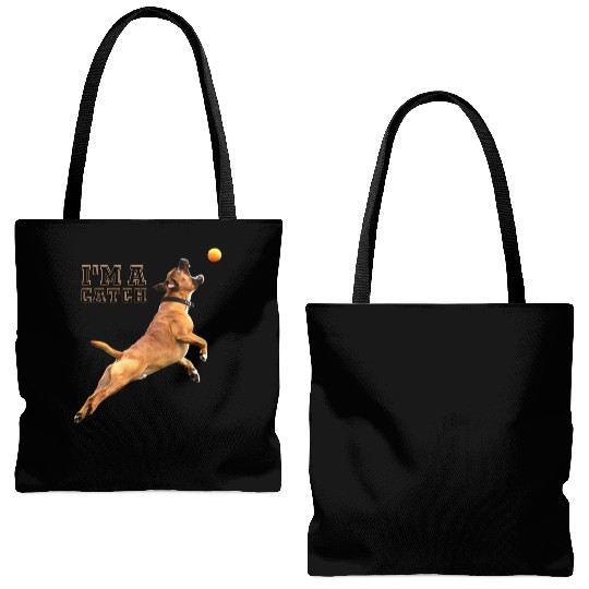 Big Dog Bull Mastiff Catching a Ball, I'm a Catch Tote Bags (AOP)