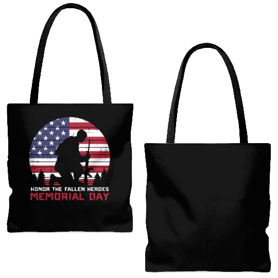 Honor The Fallen Heroes Memorial Day Us Flag Tote Bags (AOP)
