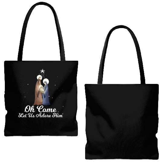 Let Us Adore Him Advent Nativity Scene Tote Bags (AOP)