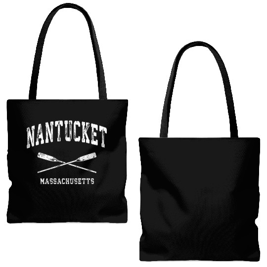 Nantucket Massachusetts Nautical Crossed Oars Tote Bags (AOP)
