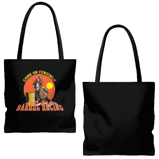 Cowgirl Barrel Racing Sport Come On Cowgirl Art Tote Bags (AOP)