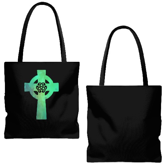 Irish Celtic Cross Knot St Patrick'S Day Christian Tote Bags (AOP)