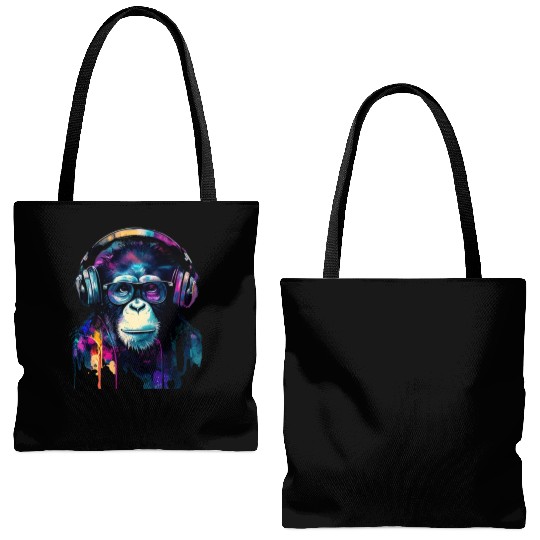Banksy DJ Monkey with Headphones Tote Bags (AOP)