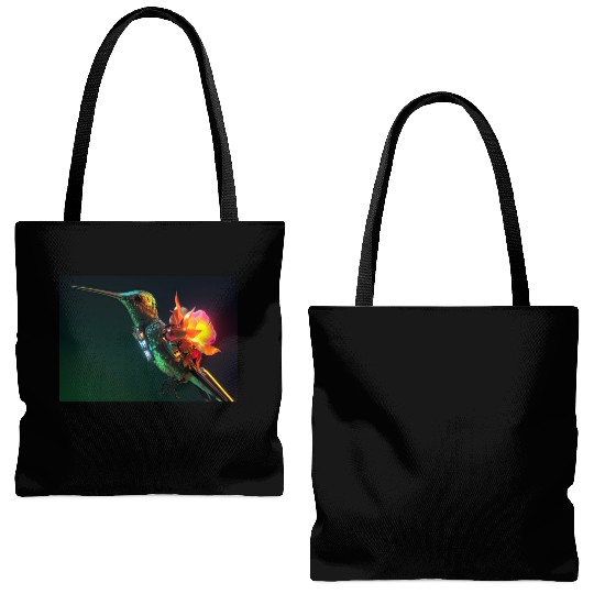 Techno Hummingbird Tote Bags (AOP)