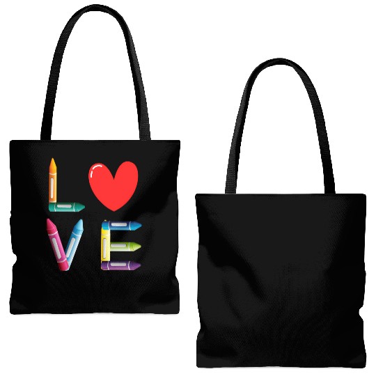 Pre-K Teacher Preschool Day Love Teachers Crayon Tote Bags (AOP)