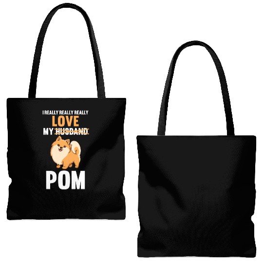 I Love My Husband Pomeranian Tote Bags (AOP)