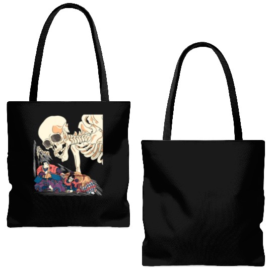 Kuniyoshi Samurai Killing Skeleton Spectre Ukiyo-E Tote Bags (AOP)