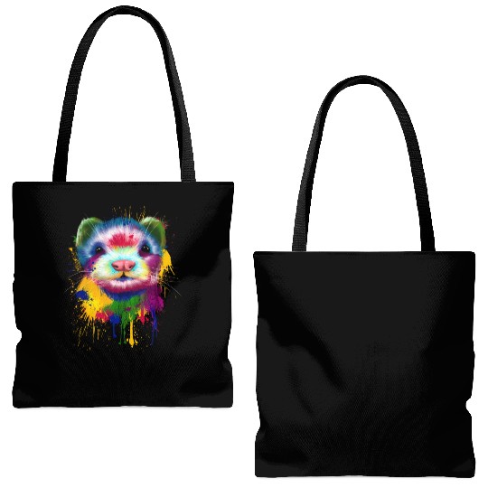 Ferret Artwork Face Hand Painting Splash Pet Polec Tote Bags (AOP)