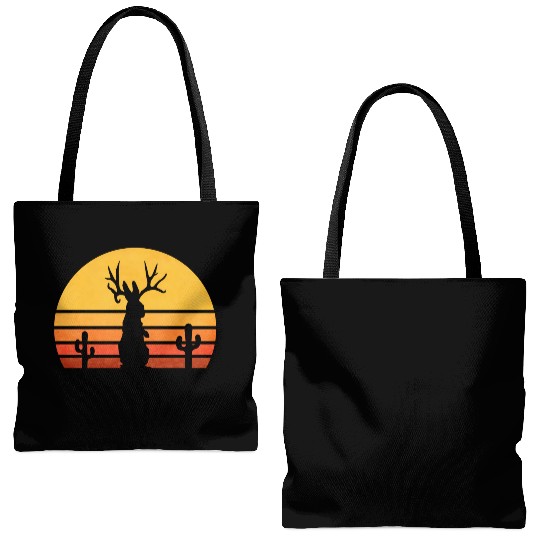 Eighties Jackalope Cryptid Rabbit Tote Bags (AOP)