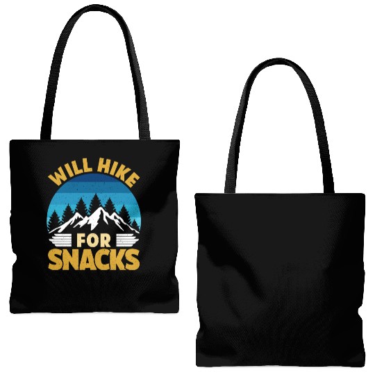 Hiker funny Mountain fan will Hike for Snacks Tote Bags (AOP)