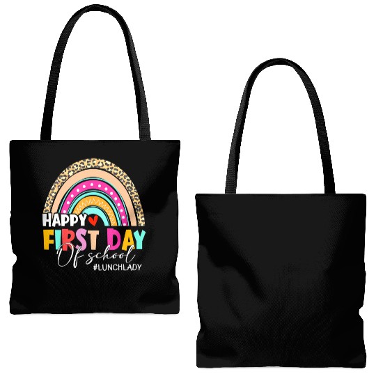 Leopard Rainbow Lunch Lady Welcome Back To School Tote Bags (AOP)