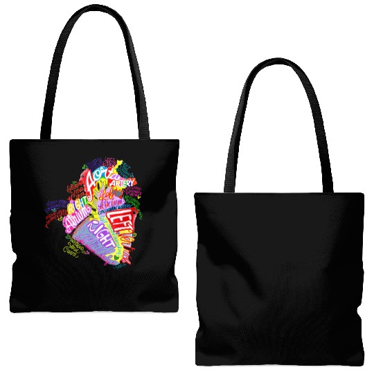 Anatomical Heart Word Graffiti Tote Bags (AOP)