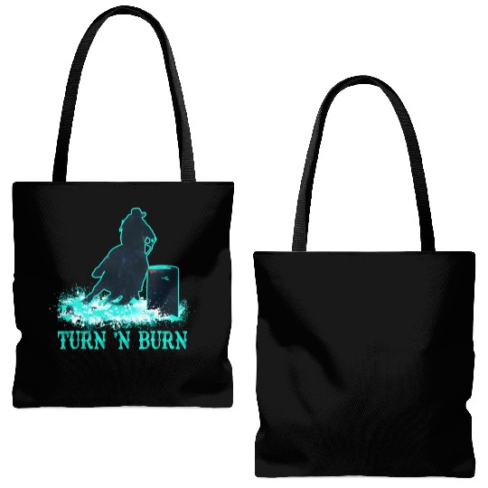 Barrel Racer Barrel Racing Horse Turn And Burn Tea Tote Bags (AOP)