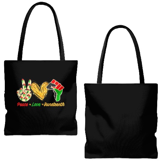 Peace Love Junenth Black Pride Freedom Independenc Tote Bags (AOP)