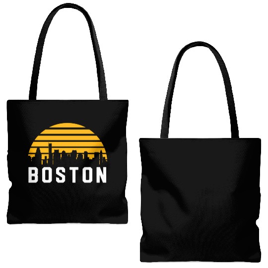 Boston Massachusetts Cityscape Yellow Tote Bags (AOP)