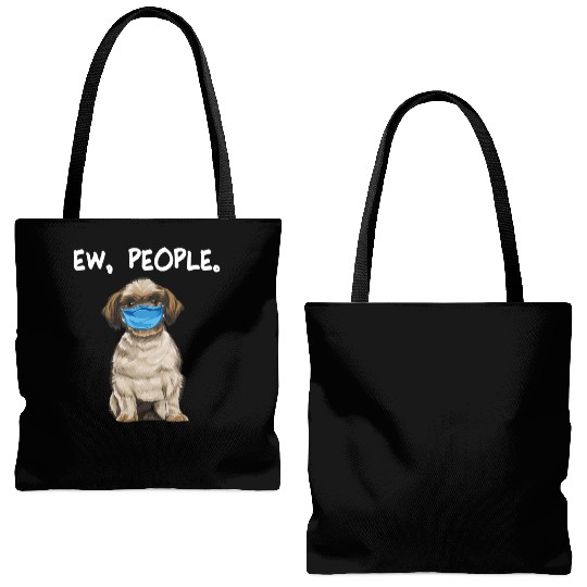 Shih Tzu Ew People Dog Wearing Face Tote Bags (AOP)