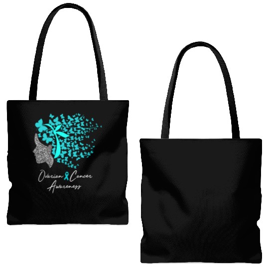 Ovarian Cancer Awareness Teal Butterflies Tote Bags (AOP)