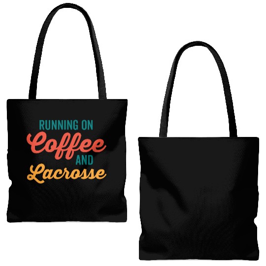 Running on Coffee and Lacrosse Tote Bags (AOP)