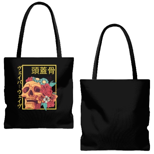 Skull Otaku Japanese Streetwear Aesthetic Fashion Tote Bags (AOP)