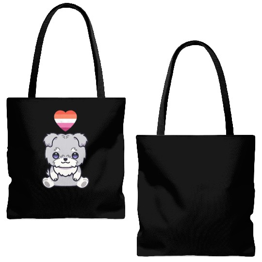 Lesbian Schnauzer Dog Lgbtq Pride Flag Anime Tote Bags (AOP)