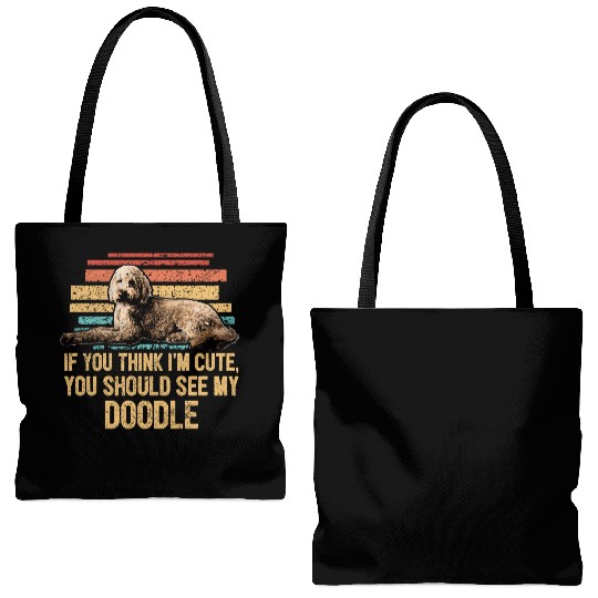 You Should See My Doodle Retro Goldendoodle Dog Tote Bags (AOP)
