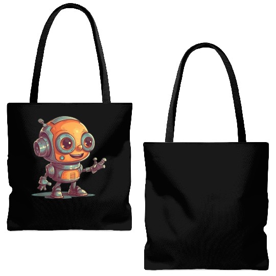 Cute waving robot illustration technology friendly Tote Bags (AOP)