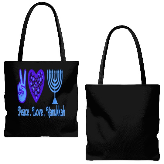Peace Love Hanukkah 2021 Jewish Menorah Hanukkah C Tote Bags (AOP)