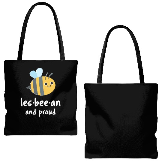 Lesbeean and Proud Bee Lesbian Tote Bags (AOP) LGBT