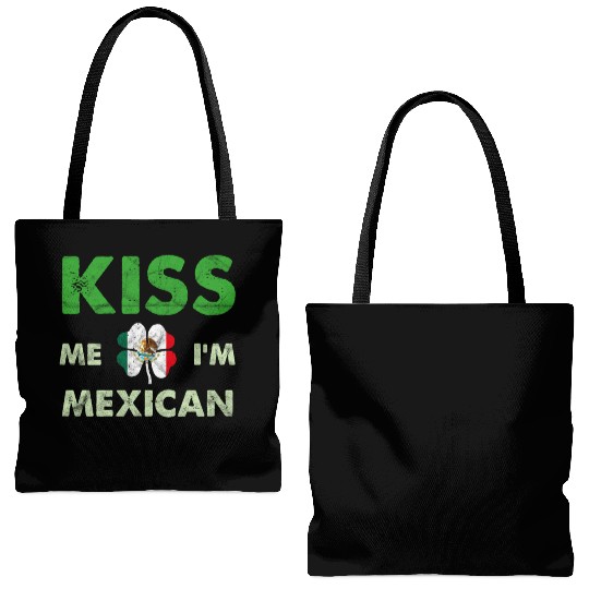St Patric Day Irish - Kiss Me Im Mexican Shamrock Tote Bags (AOP)