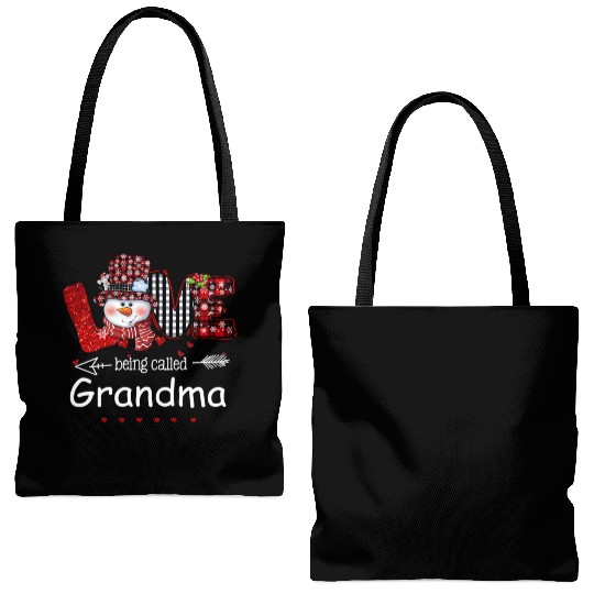 Love Being Called Grandma Snowman Red Plaid Tote Bags (AOP)